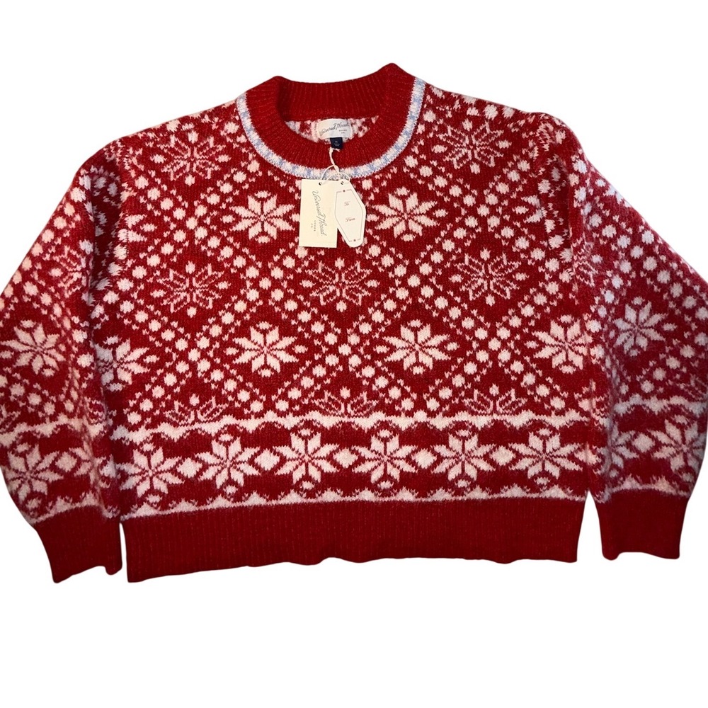 Universal Thread Red Fair Isle Snowflake Sweater Alpine Hotel XL NWT